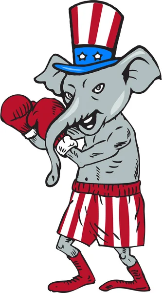 Republican Mascot Elephant Boxer — 图库矢量图片