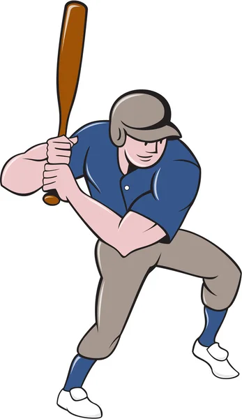 Honkbal speler batting geïsoleerde cartoon — Stockvector