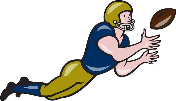 American Football ontvanger vangen bal Cartoon — Stockvector