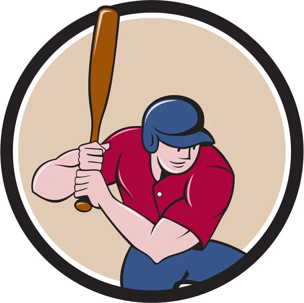 Baseball spelare vadd cirkel cartoon — Stock vektor