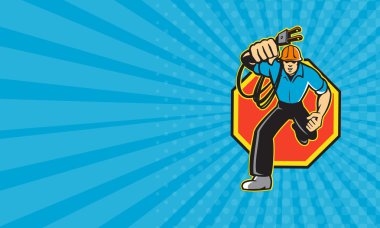 Business card Electrician Worker Running Electrical Plug