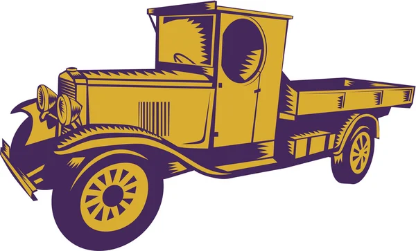 1920 年代のピックアップ トラックの木版画 — ストックベクタ