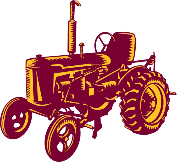 Vintage çiftlik traktör gravür — Stok Vektör