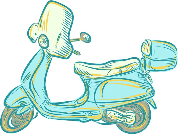 Ретро скутер травления — стоковый вектор