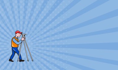 Business card Surveyor Geodetic Engineer Theodolite Isolated Cartoon