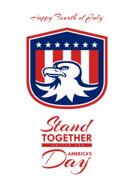 Independence Day Greeting Card - American Bald Eagle Head Flag