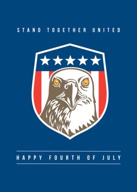 Independence Day Greeting Card-American Bald Eagle Head Stars Shield