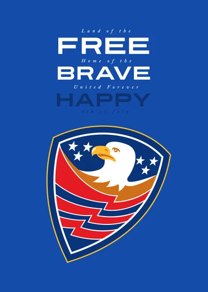 Ziua Independenței Felicitări Card American Bald Eagle Flag — Fotografie, imagine de stoc