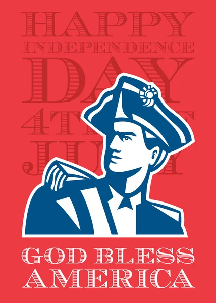 Independence Day Greeting Card-American Patriot Soldier Bust — Stock Photo, Image