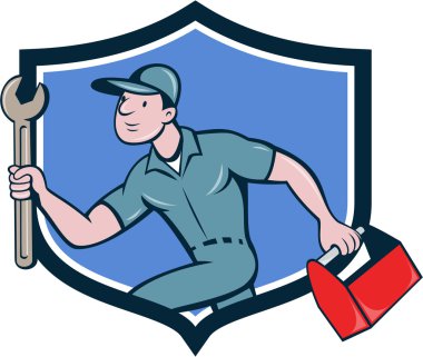 Crest karikatür çalışan makinist anahtar araç kutusu