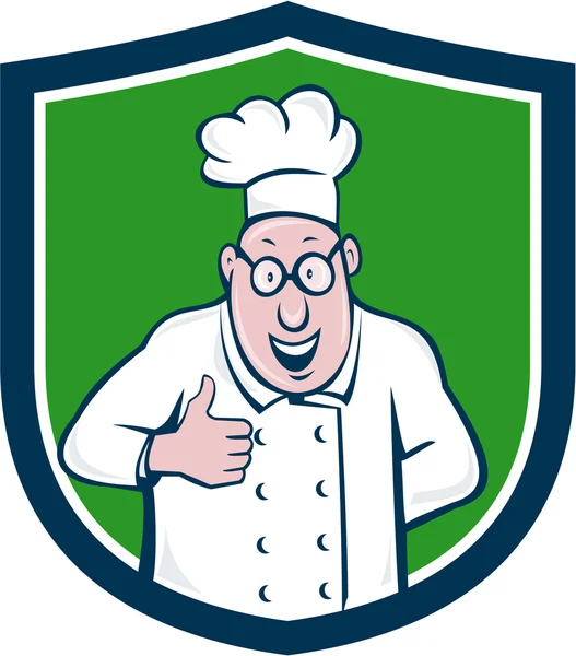 Chef Cook Thumbs Up Crest Cartoon — Stock Vector