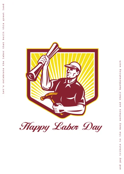 Labor Day Greeting Card Builder Plan Hammer — Stock Photo, Image