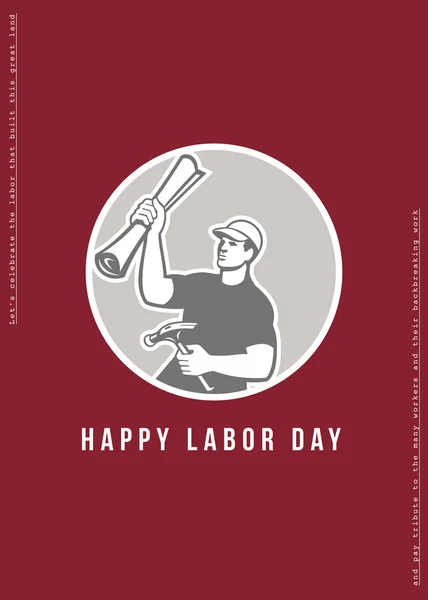 Labor Day Greeting Card Builder Plan Hammer Circle — Stockfoto