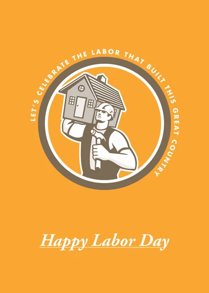 Labor Day Greeting Card Builder Hammer House Circle — Stockfoto