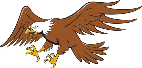 미국 흰머리 독수리 Swooping 만화 — 스톡 벡터