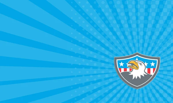 Επαγγελματική κάρτα αμερικανική φαλακρός αετός κεφάλι σημαία ασπίδα κινουμένων σχεδίων — Φωτογραφία Αρχείου