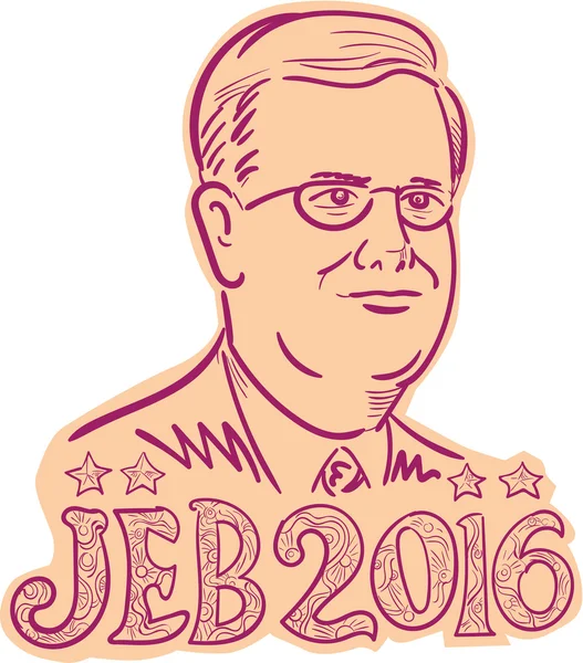 Jeb Bush 2016 President Cartoon — Stock Vector