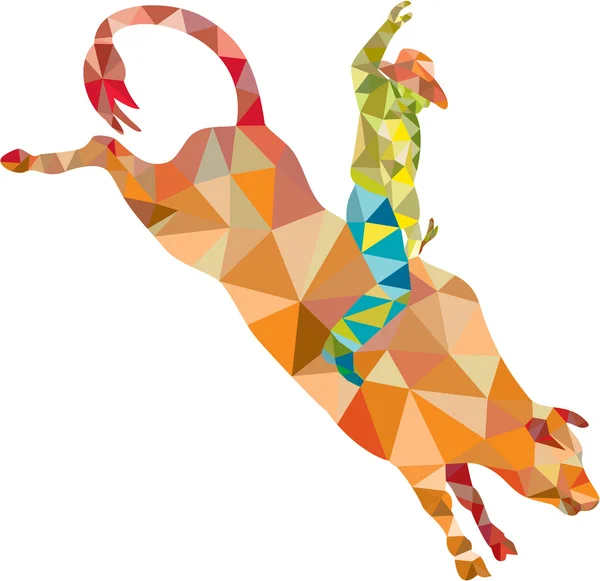 Rodéo Cowboy Bull Riding Low Polygon — Image vectorielle