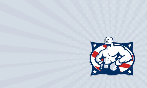 Business card Champion American Boxer Akimbo Retro — 图库照片