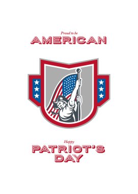 Patriots Day Greeting Card American Patriot Holding Up USA Flag
