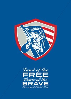 Patriots Day Greeting Card American Patriot  Waving Flag Shield