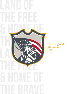 Memorial Day Greeting Card Patriot Holding American Flag 