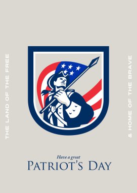 Patriots Day Greeting Card American Patriot  USA Flag Look Up Crest