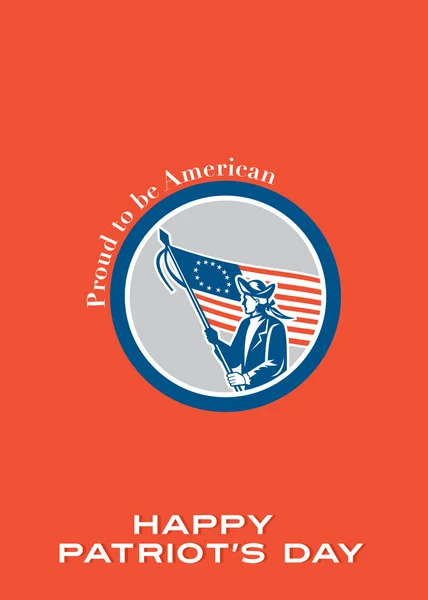 Patriots Day Greeting Card American Patriot Soldier Flag Circle — Φωτογραφία Αρχείου