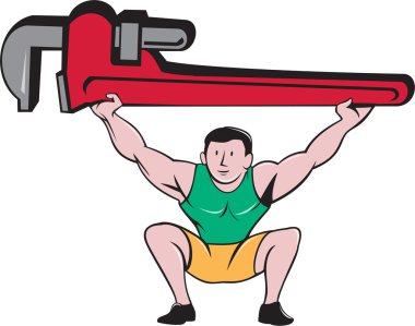 İngiliz anahtarı karikatür kaldırma tesisatçı halterci