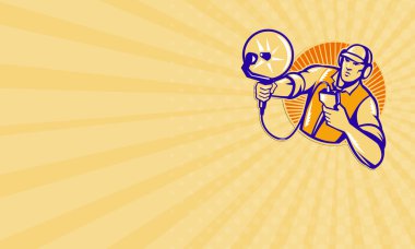 Business card Engineer Technician With Ultrasound Sonar Dish