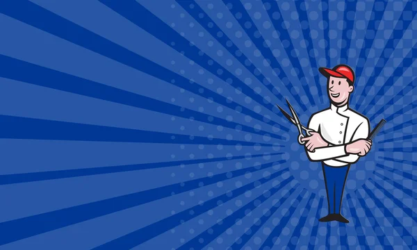Business card Barber Comb and Scissors Cartoon — Stockfoto