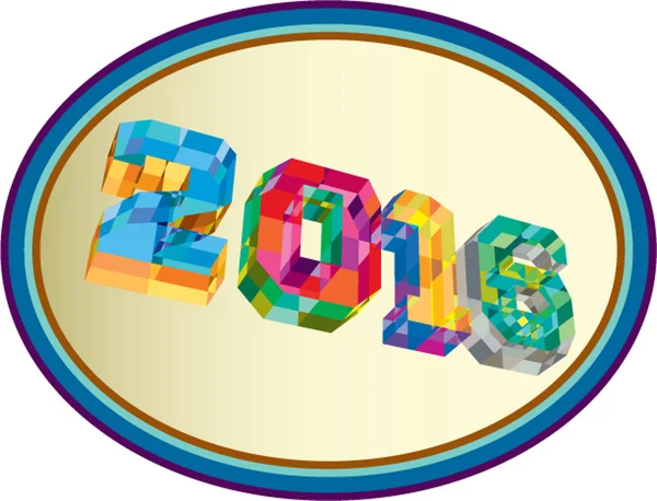 New Year 2016 Oval Low Polygon — Stok Vektör