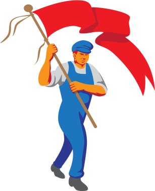 Worker Marching Flag Bearer WPA clipart