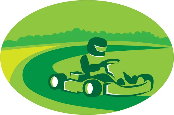 Go Kart Racing Oval Retro — Stockvector