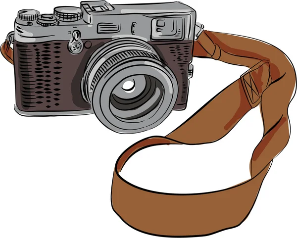 Vintage Camera Drawing Isolated — Stock Vector