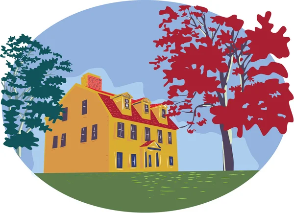 Colonial House WPA — Stock Vector