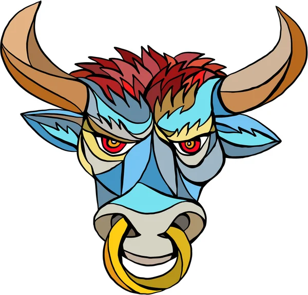 Angry Bull cabeça Mosaic — Vetor de Stock