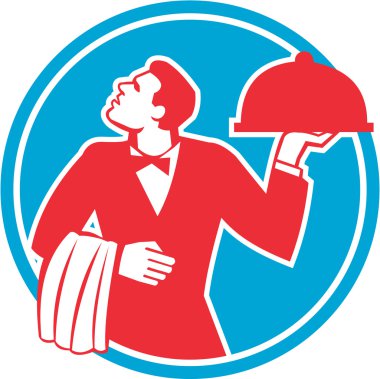 Yemek tabağı daire Retro hizmet veren Butler