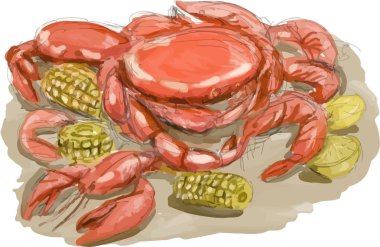 Cajun Seafood Watercolor clipart