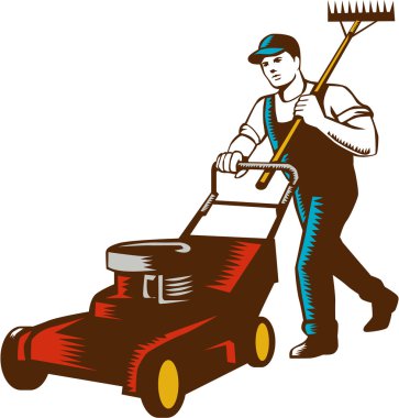 Bahçıvan çim biçme makinesi komisyon gravür