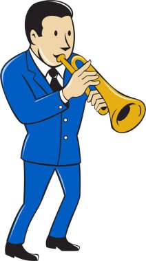 Müzisyen oynarken trompet çizgi film