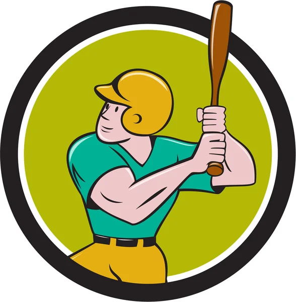 Giocatore di baseball Batting Circle Cartoon — Vettoriale Stock