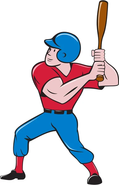 Joueur de baseball frappant bande dessinée isolée — Image vectorielle