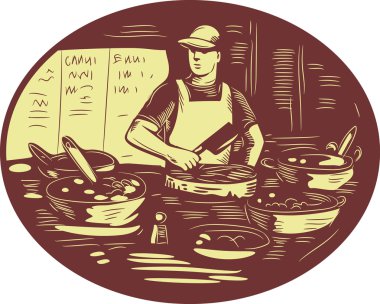 Taco aşçı gıda durak Oval Retro
