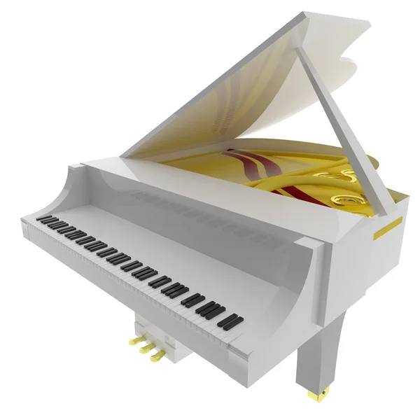 Piano branco isolado sobre branco — Fotografia de Stock