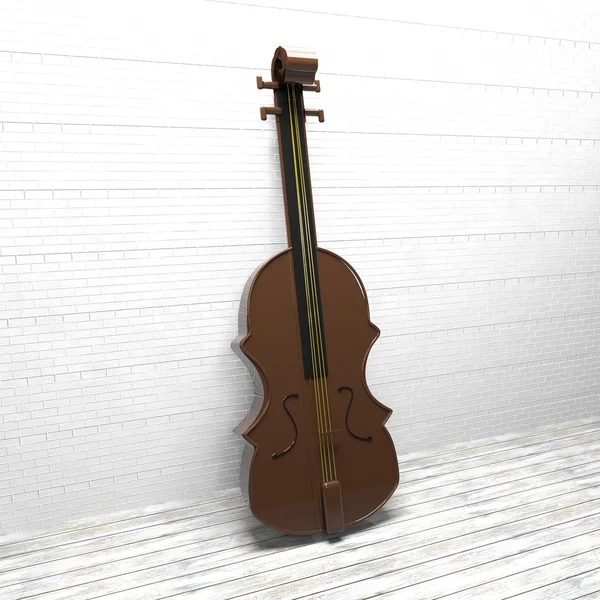 Violino inclinado sobre wal — Fotografia de Stock