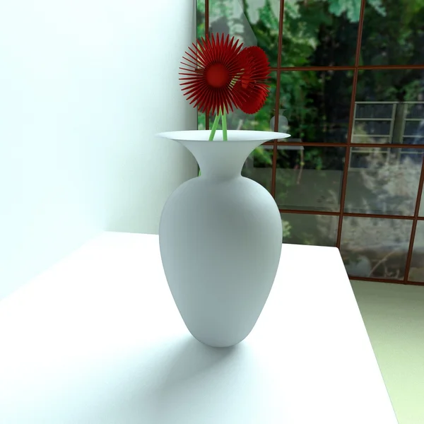 Flower vase with red flowers
