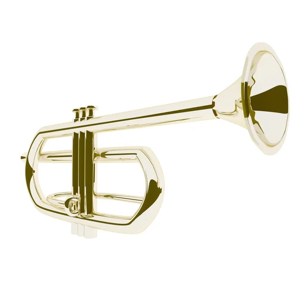 Gouden trompet, 3D-rendering Rechtenvrije Stockafbeeldingen