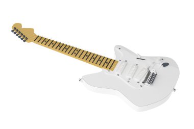 Beyaz elektro gitar beyaz bitti izole