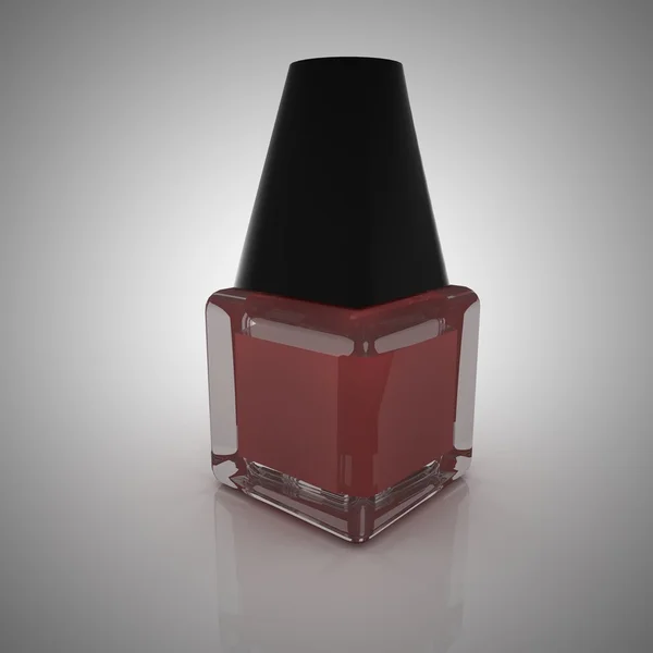 Red nail polish in a bottle — Stock Photo, Image